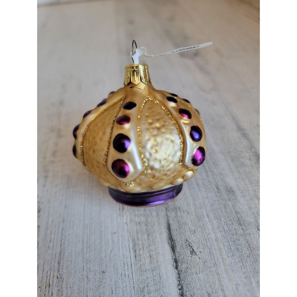 Czech Republic royal‎ crown blown glass ornament Xmas